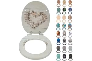 SINOBATH Abattant WC, noyau en bois MDF, robuste, avec système d'abaissement automatique, montage facile, couvercle de WC L'amour
