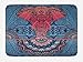 Produktbild Ethnic Bath Mat, Ornamental Elephant with Circles Spirals Infinity Harmony of Cosmos Icon Illustration, Plush Bathroom Decor Mat with Non Slip Backing, 23.6 W X 15.7 W Inches, Pink Blue