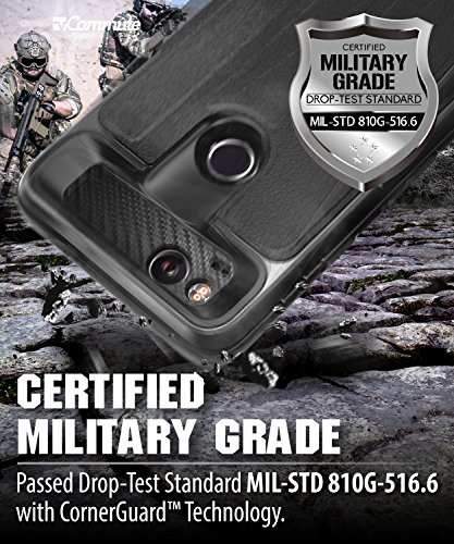 Vena Google Pixel 2 Wallet Case, [vCommute][Military Grade Drop Protection] Flip Leather Cover Card Slot Holder with Kickstand for Google Pixel 2 (Space Gray/Black)