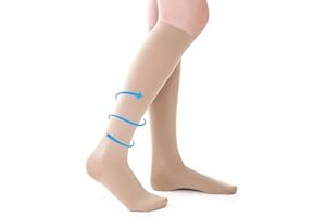 DOTT. PIAZZA HEALTHCARE Dott. Piazza Gambaletti Terapeutici a Compressione Graduata in Microfibra Soft - Classe I - CL1- K1- Punta Chiusa (Beige, Large Regular)