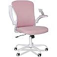 Fullwatt Pink Modern Office Gaming Relaxing Ergonomic Mesh Back Flip-up Armrest Task Chair with Lumbar Support, Mesh Seat, Nylon Wheels, 60cm Seat Depth, 101cm Height, 250lbs Capacity
