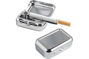LATTCURE Cenicero de bolsillo para cigarrillos, bolsas para el viaje, mini cenicero, cenicero portátil de metal, cenicero de viaje con tapa, cenicero de viaje sin olor