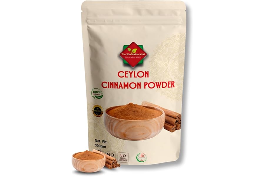 Ceylon Cinnamon Powder (500G / 17.64) | Ethically Sourced 100% Authentic True Ceylon | Cinnamon Ground | Dalchini Powder | Premium Quality | Natural | Non GMO| Vegan