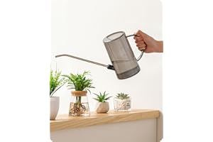 Baffect 1 litro de regadera, Claro cilíndrico de riego con Acero Inoxidable de Largo vertido Jardín Planta de riego Herramienta para Plantas de Interior Plantas de Escritorio de Interior y Exterior