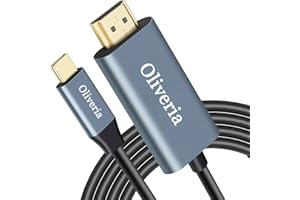 Oliveria USB C to HDMI Cable, 4K 1.8M USB Type C to HDMI Adapter Thunderbolt 3 to HDMI Adapter Male to Male Gold-Plated Cord Compatible with Pad Pro/Air, MacBook, Galaxy, Huawei, TV,Projector and More