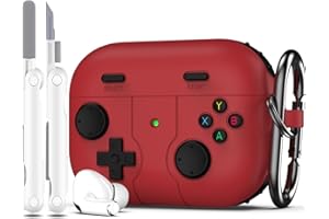 R-fun Etui kompatybilne z AirPods Pro 2. / 1. generacji, z zestawem do czyszczenia, klasyczna, ręczna konsola do gier, miękka skóra, silikonowa osłona do Apple AirPods Pro 2/1, etui do ładowania