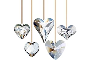 GOLDENHAITAI 5pcs Cristallo Cuore Prisma K9 Ciondolo Acchiappasole Ornamento Creatore Arcobaleno per Appendere Finestra Decorazione Regali Trasparente 42/45/52/55mm/68mm
