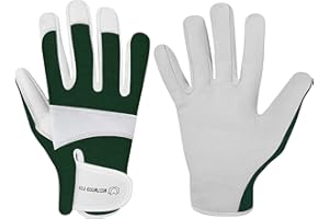 WESTWOOD FOX Rękawice ogrodnicze Skórzane, odporne na ciernie Skórzane, wytrzymałe rękawice robocze dla kobiet i mężczyzn do narzędzi ogrodniczych, mechaniczne, oddychające, antypoślizgowe (Vert, M (Pack of 1))