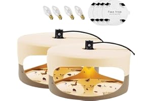 MENAYODA Flea & Bed Bug Trap, okrągła pułapka na pchły, pułapka na pchły, z podkładkami samoprzylepnymi i żarówkami, nietoksyczna i bezzapachowa, do sypialni, salonu, kuchni, 2 sztuki