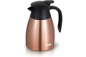 Tiken 1L Caraffa Termica per il Caffè da, Brocca Isolante in Acciaio Inossidabile per il Caffè, Tè e altre Bevande Calde e Fredde