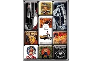 Nostalgic-Art Retro Fridge Magnets Movie-Art Style – Gift idea for Film Lovers, Set for Notice Board, Multicoloured, 9 Pieces