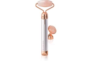 ‎FINISHING TOUCH FLAWLESS Finishing Touch Flawless Contour Echte Rosenquarz-Gesichtsrolle, Vibrationsmassage zur Reduzierung feiner Linien und Schwellungen und zur Verbesserung der Hautfestigkeit