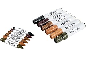 ASTUCEO Kit de Réparation Meuble - Lot de 12 Feutres et Crayon de Cire - Faire Disparaître les Tâches et Rayures - Pour Planchers, Charpenterie, Meubles, Portes - 6 Teintes de Bois