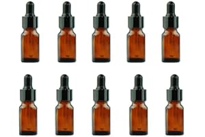 ERICOTRY 12 Bernsteinfarbene Glasflaschen ätherisches Öl Flaschen Gläser Nachfüllbar Make-up kosmetische Probe Flasche Container mit Glas-Pipetten für ätherische Öl Aromatherapie verwenden (10ml)
