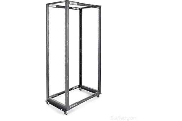 StarTech.com Rack Serveur Mobile 42U à 4 Montants, Rack Réseau 19", Rack Roulant avec Profondeur Ajustable pour PC/AV/Données/IT - Roulettes, Pieds de Mise à Niveau ou Montage au Sol (4POSTRACK42)