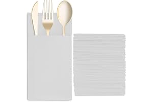 KMAKII Disposble Cloth Like Napkins,Pocket Napkins,Paper Dinner Napkins,Wedding Party White Napkin,Linen Feel Napkin,40×40cm,White 150 Count