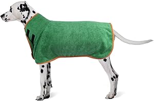 Lollanda Bademantel Für Hunde, Mikrofaser-Hundebademantel, Klettverschluss, super saugfähig, mit verstellbaren Riemen, geeignet für mittlere und große Hunde (XL,Grün)