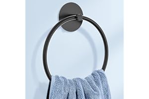SUSSWIFF Anello Portasciugamani da Bagno - Porta Asciugamani da Bagno in Acciaio Inossidabile SUS304, Nero Opaco Porta Asciugamani da Parete Adesivo, Appendiabiti per Organizer da Bagno, Contenitori per Cucina