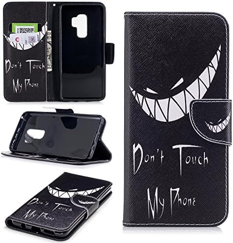 CaseLover For Galaxy S9 Plus, PU Leather Silicon TPU Inner for Samsung Galaxy S9 Plus Flip Stand Function ID Card Slots Protective Tablet Wallet Case Magnetic Smart Cover - Do not Touch My Phone