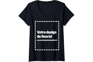 MODIFY BY AMAZON MERCH ON DEMAND T-Shirt Femme Col V Personnalisé Avec Votre Image Recto-Verso