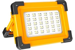 Projecteur LED Rechargeable, T-SUNUS 60W Projecteur Chantier Lampe LED Rechargeable 3 Modes Luminosité Lamp de Travail avec Batterie 6600mAh pour Camping, Bricolage