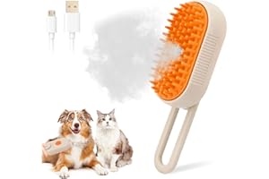 VAWSVOCS Brosse pour chat, avec eau, 3 en 1, Steamy Brush, polyvalente, auto-nettoyante, massage, soin et épilation pour chat et chien, couleur kaki