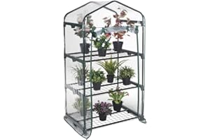 EACOMMERCE Serra da Giardino e Balconi con copertura in PVC impermeabile per Orti, Piante e fiori (3 Ripiani - 69x49x125H cm)