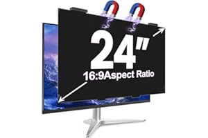 GUDTEKE Magnetic 24 Inch Privacy Screen for Computer Monitor 16:9 Aspect Ratio, Hanging Removable Anti-Blue/Glare Protector Film, Anti Spy Desktop Security Private Filter 24in