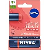 NIVEA SPF30 Mercan Renkli Dudak Bakım Kremi,4,8gr,24 Saat Nemlendirme,E Vitamini,Organik Badem Yağı,Shea Yağı,Dudak Ve Yanakl