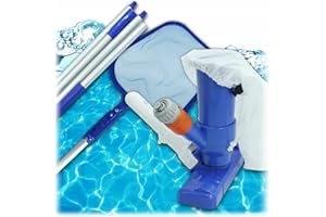 KRUMAD Pool Reinigungsset, Hand Poolsauger, Pool Kescher & Teleskopstange zum Klemmen, Effizient Pool Zubehör für Pool Reinigung, Teiche & Whirlpools, Poolreinigung Leicht Gemacht