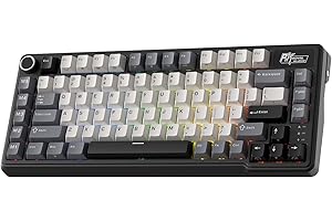 RK ROYAL KLUDGE L75 Klawiatura mechaniczna do montażu uszczelki z pokrętłem/klawiszami makro i dotykową tabliczką znamionową, Tri-Mode BT/2.4G/USB-C 75% TKL Wireless Keyboard, Hot Swap, Pro Software