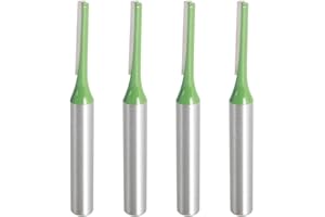 Aopin Router Bit 4mm Cutting Dia 6mm Shank Dia Single Flute Straight Bit Carbide for Woodworking Milling Cutter Tool, Green, Silver, 4Pcs