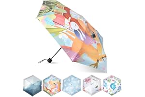 Vicloon Ultralekki parasol kieszonkowy mikroparasol z 6 ramionami i stalową ramą składany z ochroną UV odpowiedni dla dorosłych i dzieci lekki kompaktowy stabilny ze wzorem leśnych zwierząt, 220 g
