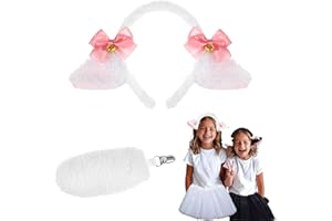 XNBTFK 2 PCS Animal Sheep Costume Set, Sheep Ears Headband and Tail for Kids and Adults, Fancy Dress for Halloween Party, School Play, Role Play, Birthday Celebration