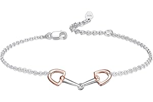 YFN Bracelet Cheval Argent Sterling Bracelet Mors de Cheval Etrier Cheval Réglable Bracelet fer a Cheval Bijoux Cadeaux pour Femme Fille