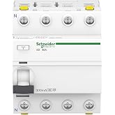Schneider A9Z24440 &ndash; Residual Current Switch iID, 4P, 40A, 300 mA, Type A | 40A 300mA Type A White
