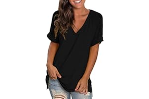 FULIDNGZG Top Sportivo Donna Fitness Magliette Belle con Pizzo T-Shirt Skims Sportive Top Sportivo Taglia Grande Cotone Camicia Bianca Divertenti Basic Larga Collo A V Tshirt T Shirt Particolari