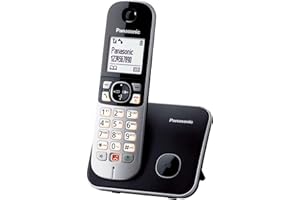 Panasonic KX-TG6851JTB Telefono Cordless Digitale, Unità Base e Ricevitore Singolo, ID Chiamante, Blocco Chiamate Indesiderate, Suoneria Categoria, Display LCD, Tastiera Illuminata, Nero