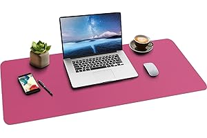 Boutilon Leather Desk Mat,Desk Pad,Desktop mat,Waterproof Desk Mat for Desktop, Desk Mat for Keyboard and Mouse,Leather Mouse Pad Protector for Office and Home,90 * 43cm (L Rose Pink)