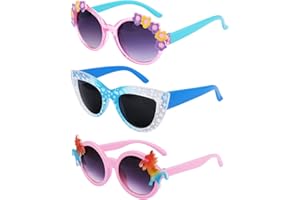 Hifot 3 Piezas Gafas de Sol de Unicornio Ojo De Gato Copo De Nieve Redondo, Gafas de Sol de Fiesta con Patillas Plegables, Decorativas para Niños de 3 a 10 Años