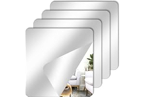 RAFIYU 4 Pezzi Specchio Adesivo, Acrilico Piccolo Specchio, Specchio Flessibile Adesivo per Decorazione Murali Casa Corridoio Armadio 15x15cm