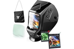 STAHLWERK ST-990 XB Casco per saldatura completamente real colour automatico con funzione 3 in 1, campo visivo extra-large, 7 anni GARANZIA su FILTRO, incl. 5 lenti di ricambio, borsa portaoggetti