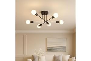 Brantoo Ceiling Lights, 6 Lights Modern Chandelier Ceiling Light Fixtures, E27 Sockets Industrial Sputnik Ceiling Light for Living Room Sitting Room Bedroom Kitchen Office Hallway (Black)