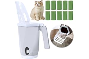 CLIUNT Cat Litter Scoop, Integrated Detachable Deep Cat Litter Shovel with 150pcs Waste Bags, Large Capacity Detachable Deep Cat Litter Shove, Cat Litter Sifter Scooper System (Grey)