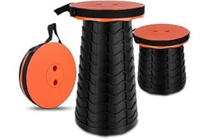 ANKINGART Portable Chair Folding Stool,Retractable Telescopic Camping Stools Lightweight Sturdy Seat Adjustable Collapsible(ORANGE)