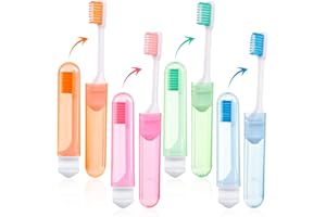 Xinzistar 4-Piece Portable Soft Toothbrush Set - Folding Travel Toothbrush for Adults & Children