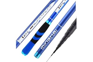 LUOSHUAI Cannes à PêChe à Main Tige de pêche télescopique de la Fibre de Carbone Polon-Carpe Ultralight Super Dur Travel 3.6/4.5/5.4/6.3/7.2m Canne A Peche Au Coup (Color : Blue, Length : 7.2 m)