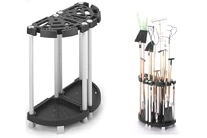 Variabler Gerätehalter aus robustem Kunststoff in Schwarz/Grau. Teilbar als Eck- oder Wandlösung. Für viele Geräte, wie Besen, Rechen u.v.m. Maße: 73 x 37,5 x 77,5 cm