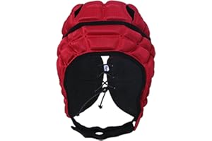 TINAYAUE Rugbyhelm für Kinder, Uni, Größe S, M, verstellbar, Rot