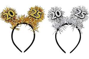 Dusenly 2pcs Happy New Year Hair Hoop Headdress 2025 Headband Tiara Sparkly New Year Tiara Headband 2025 Hair Hoops 2025 New Year's Eve Party Hair Accessories Supplies